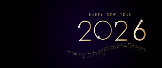 2026 Happy New Year luxury background with glitters. Greeting Card, Banner, Poster. Vector Illustration.