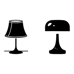 Obraz premium Black Lamp Silhouette with Dotted Route Outline
