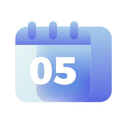 Modern Blue Gradient Calendar Icon: Day 05, App Interface Element