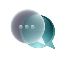 Abstract Teal and Gray Glass Speech Bubbles; Modern Communication Concept