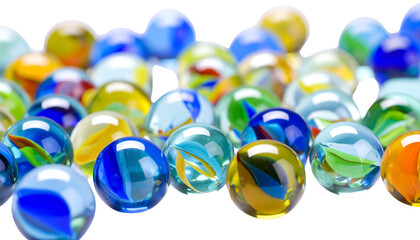 Vibrant Glass Marbles on a White Background