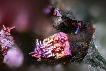 Cuprite crystals. Specimen from Sitio de Cobre (slag), Villa Velha de Rôdâo, Castelo branco, Portugal. Micro photography extreme close-up. microscope mineral crystal photography for Scientific use.
