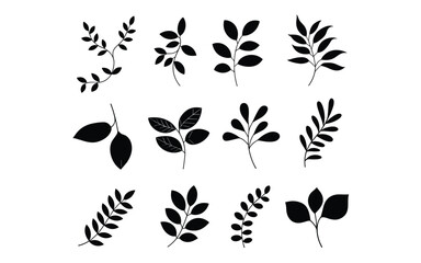 Leaf Silhouette Icon Set – Diverse Botanical Designs for Nature, Eco & Decorative Themes