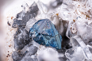Oxided Magnetite on Sanidine. Specimen from Sanidine. Krufter ofen, Kruft, Mayen-Koblenz, Germany. Micro photography extreme close-up. microscope mineral crystal photography for Scientific use.
