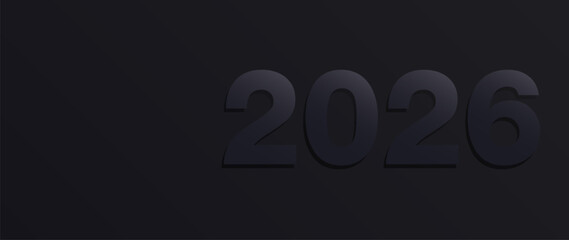 Happy new year 2026. Gray paper numbers on gray gradiant background, Holiday greeting card design.