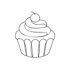 Swirled frosting topped cupcake with cherry dessert