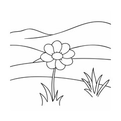 Single daisy flower in rolling hills bloom nature