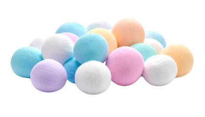 Vibrant Multicolored Cosmetic Cotton Balls on White Backdrop