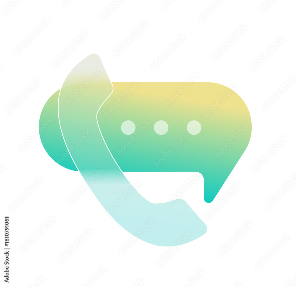 Poster abstract gradient phone call and message bubble icon: modern, minimalist design
