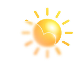 Fototapeta premium Sunny Day Icon: Bright Yellow Sun Behind a Fluffy White Cloud, Digital Illustration