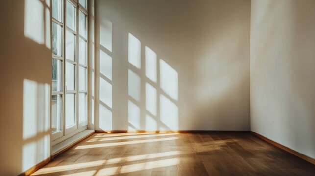 Sunlight creating patterns on empty interior space