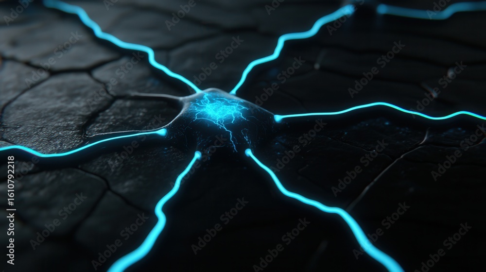 Poster nature conservation concept. abstract glowing neural network on a dark surface.
