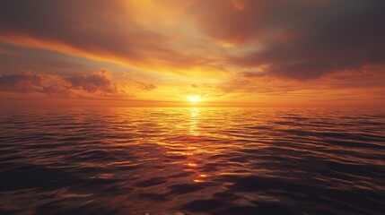 Fototapeta premium nature conservation concept. A vivid sunset over a tranquil ocean surface.