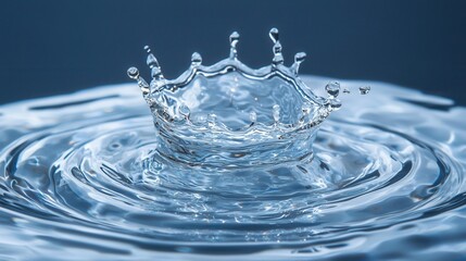 nature conservation concept. Water splash creating a crown shape in still water.