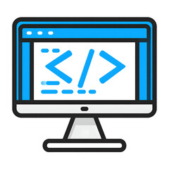 Coding Illustration: Blue Computer Screen