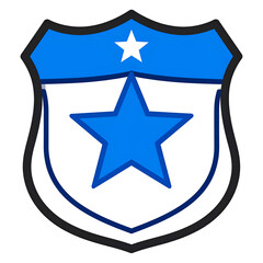 3D Blue Star Shield Illustration