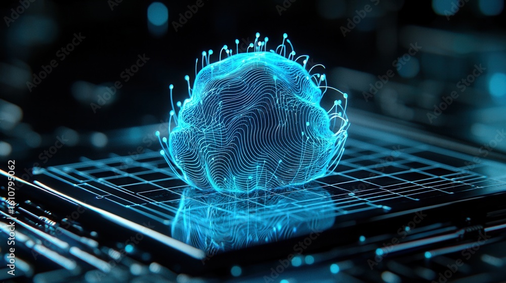 Poster nature conservation concept. 3d abstract digital representation of a neural network concept.