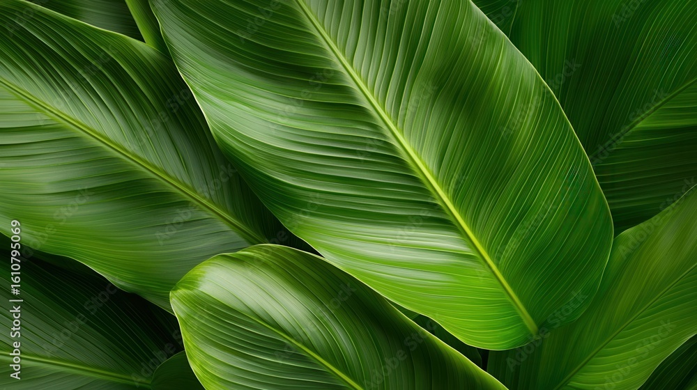 Poster nature conservation concept. lush green leaves with intricate texture and patterns.