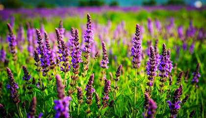 Naklejka premium salvias blooms, a beautiful background