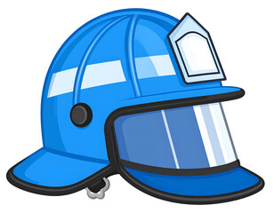 Blue Firefighter Helmet Illustration