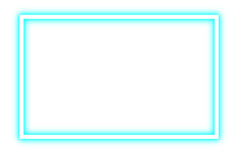 Cyan neon glowing square frame with double border on transparent background for digital overlays, posters, or UI design
