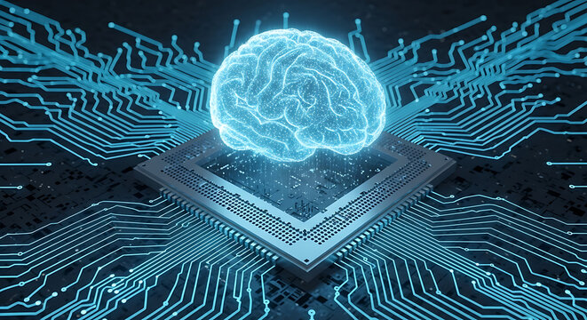 Artificial intelligence brain integrated with computer processor on circuit board for machine learning and neural network data processing applications