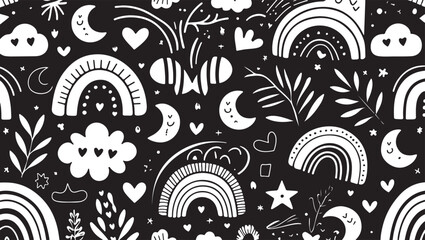 Fototapeta premium appy Hearts & Rainbows heart, sun, cute, doodle, vector bundle