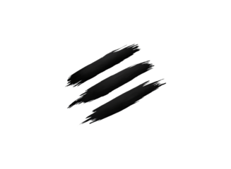Black ink brush stroke isolated on a transparent background in PNG format.