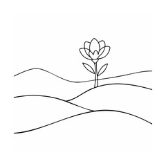 Single flower blooming on rolling hills landscape nature