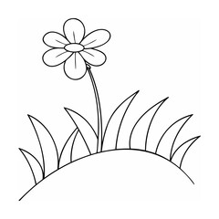 Simple flower and grass outline nature