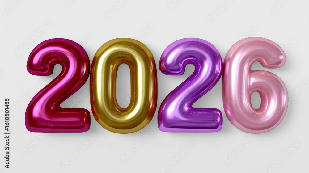 Aufkleber set of balloons in the shape of the numbers 20 and 26, with a pink and purple color scheme. the ball