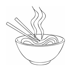 Steaming bowl of noodles with chopsticks food
