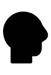 Generic profile icon: a simple, solid black head shape.
Abstract human head symbol for identity, user interface, or avatar.
