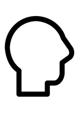 Outline of a human head in profile, simple icon. 
Minimalist depiction of a person's head, side view. 
Generic silhouette representing a user or individual
