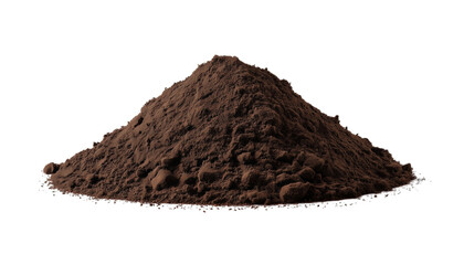 A pile of rich soil isolated on a transparent background in PNG format.