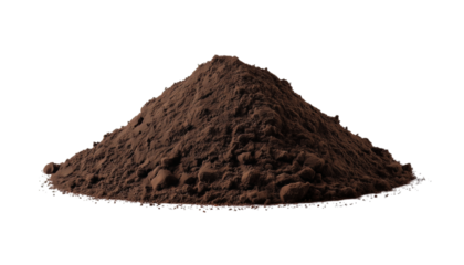A pile of rich soil isolated on a transparent background in PNG format.