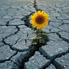 sunflower in the desert ground