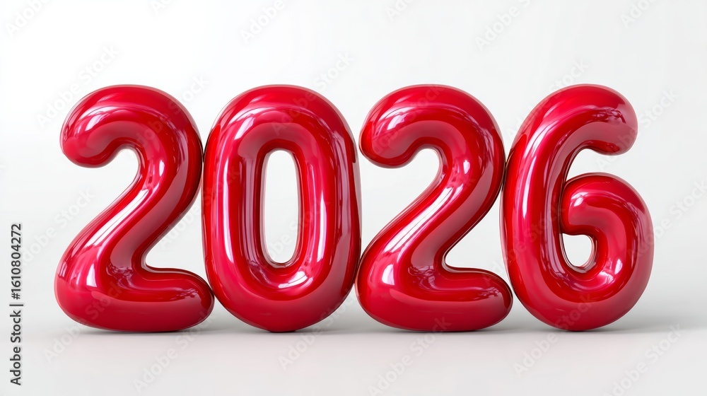 Poster red balloon with the number 2016 written on it. the balloons are arranged in a row, with each balloo