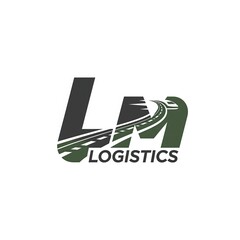 Modern, abstract "L" lettermark logo with dynamic lines, explicitly branded as "LOGISTICS", suitable for logistics and delivery services.
