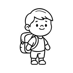 A small boy go to school 