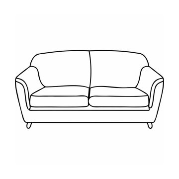 recommend clip art: Simple black outline of a comfortable sofa couch furniture