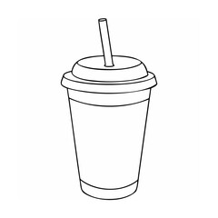Disposable cup with straw drink beverage