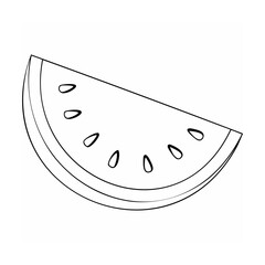 Slice of watermelon with seeds fruit black and white