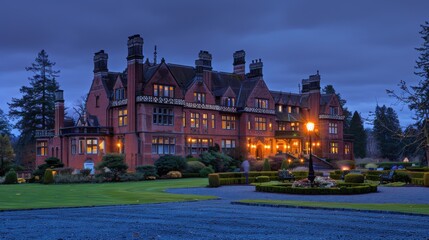 Naklejka premium Large mansion at night