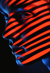 Modern art man model face side