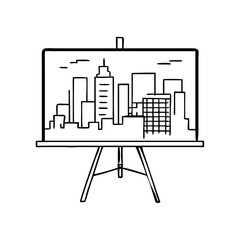 Naklejka premium City skyscraper business graph icon vector