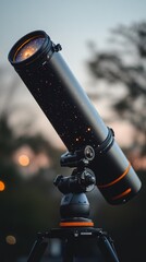 Telescope observing stars at night