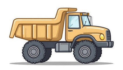 Fototapeta premium Stylized Yellow Dump Truck Illustration with Bold Outlines and Clean Design