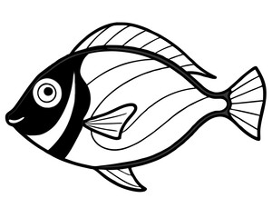 Black and white coloring page blue tang