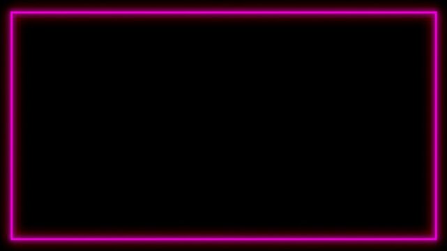 点滅する四角いネオンフレームが現れる（黒背景）（ピンク）